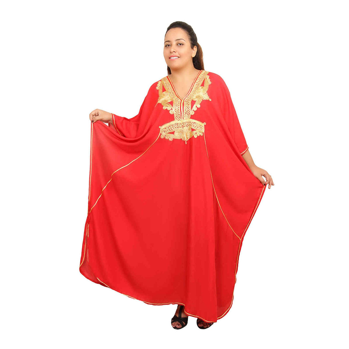 Rolla Plus Size Moroccan Woman Casual Kaftan - Red