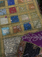 Indian Long Table Runner Embroidered Patchwork - Olive