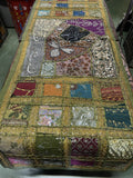 Indian Long Table Runner Embroidered Patchwork - Olive