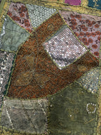 Indian Long Table Runner Embroidered Patchwork - Olive
