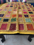 Indian Rectangle Table Runner Embroidered Patchwork - Yellow