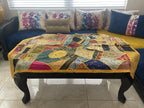 Indian Rectangle Table Runner Embroidered Patchwork - Yellow