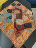 Indian Square Table Runner Embroidered Patchwork - Brown