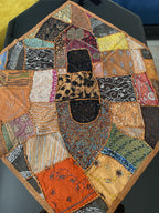 Indian Square Table Runner Embroidered Patchwork - Brown