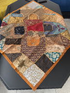 Indian Square Table Runner Embroidered Patchwork - Brown