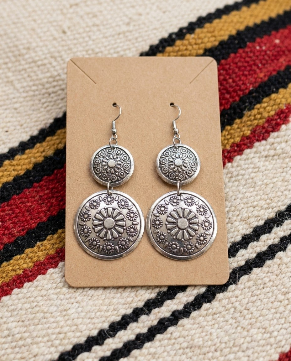 Intissar Double Disc Earrings Silver