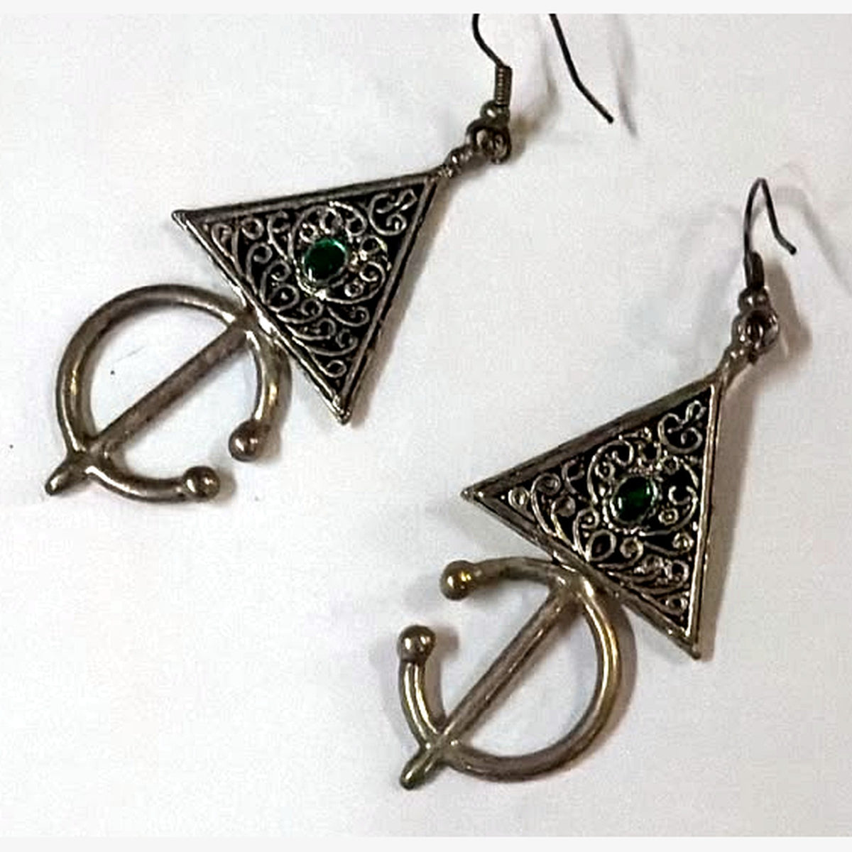 Kahkhal Berber Triangle Earrings Green