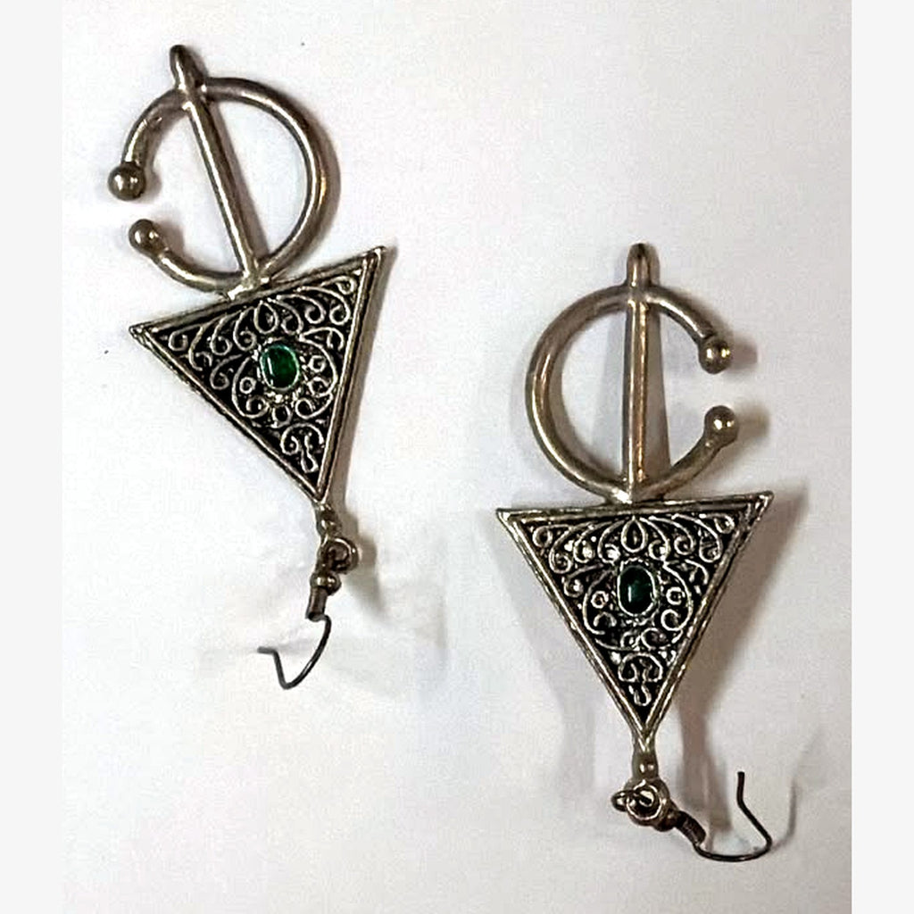 Kahkhal Berber Triangle Earrings Green