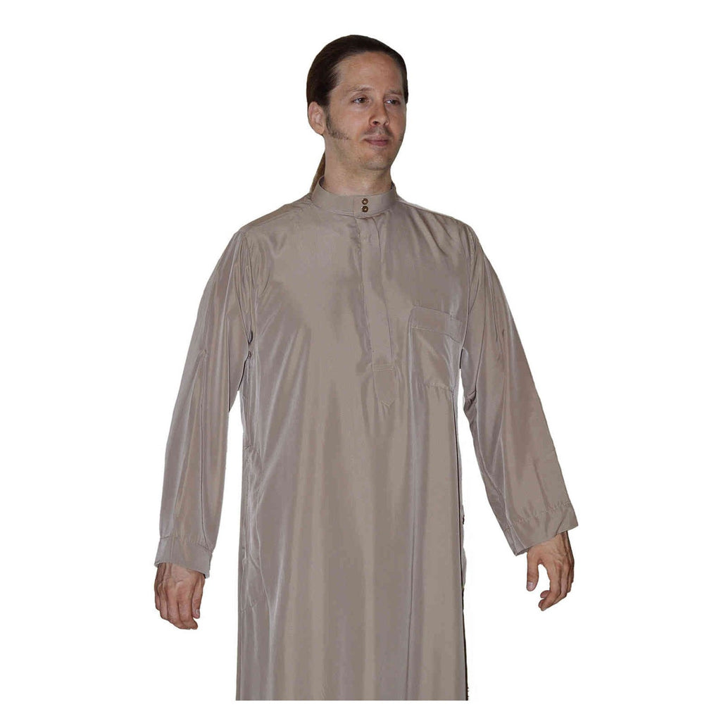 Moroccan Saudi Style Man Thobe with Collar - Brown