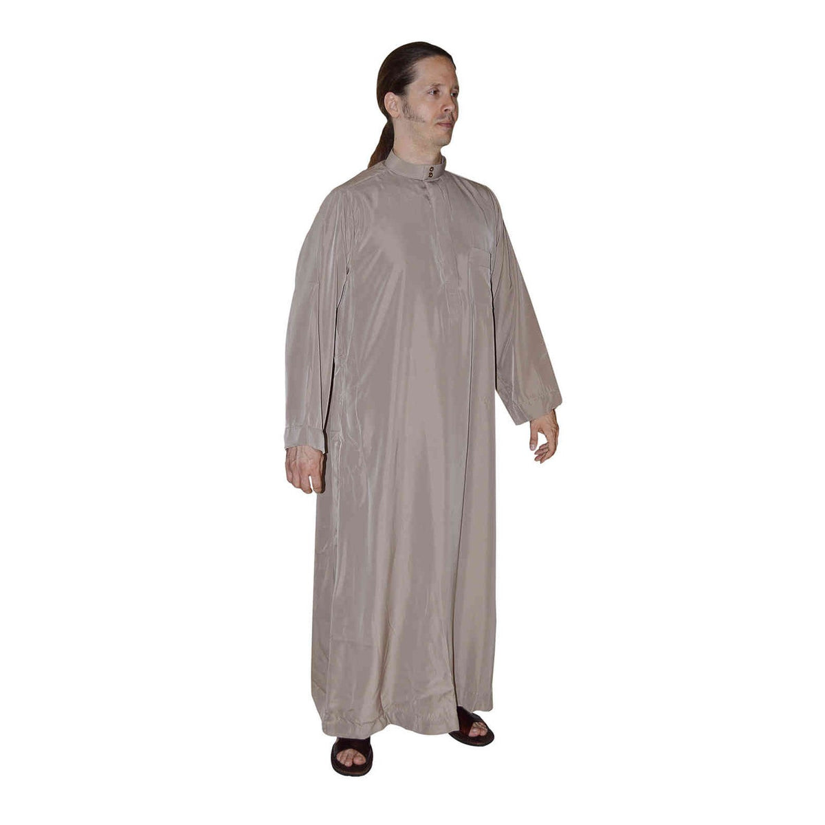 Moroccan Saudi Style Man Thobe with Collar - Brown