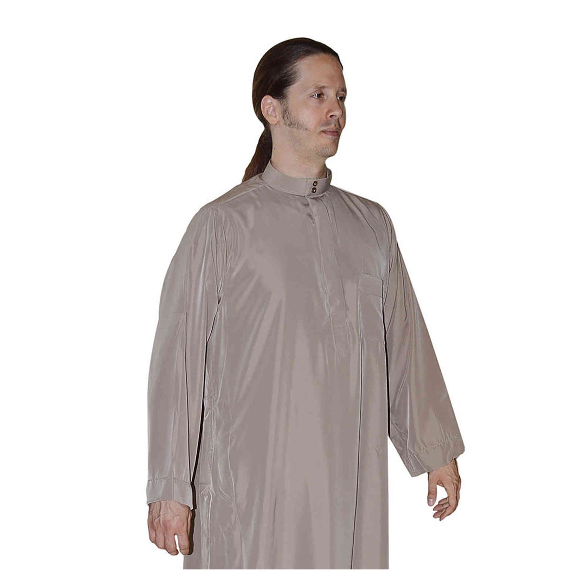 Moroccan Saudi Style Man Thobe with Collar - Brown