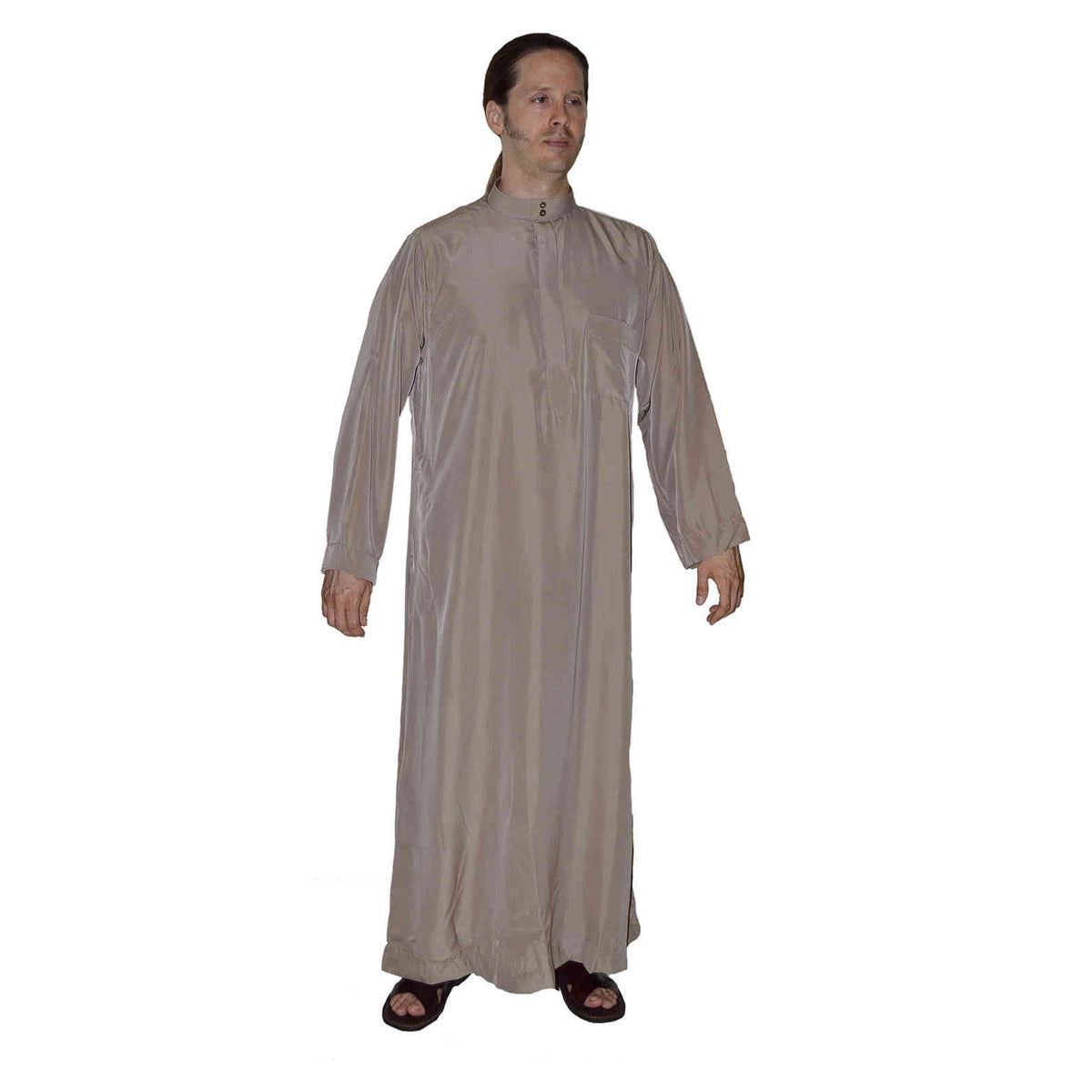 Moroccan Saudi Style Man Thobe with Collar - Brown