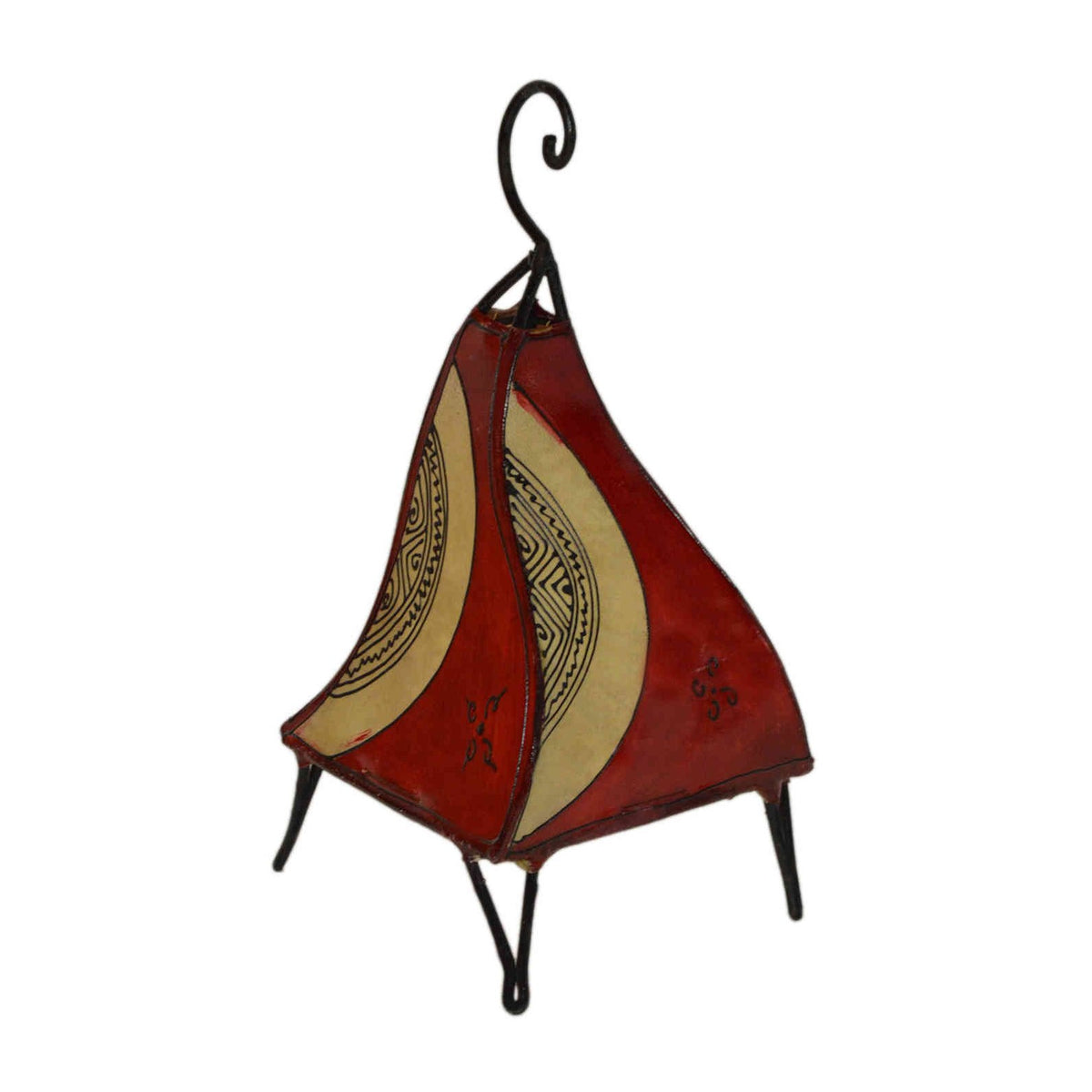Table Henna Leather Lamp Handmade - Red&Beige