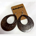 Luiza Engraved Teardrop Hoop Earrings Silver