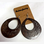 Luiza Engraved Teardrop Hoop Earrings Silver