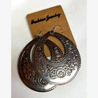 Luiza Engraved Teardrop Hoop Earrings Silver