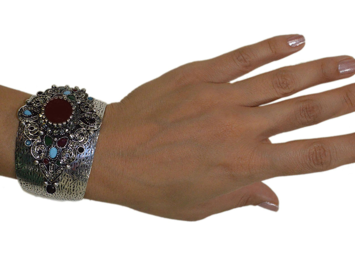 Malika Cuff Bracelet Burgundy
