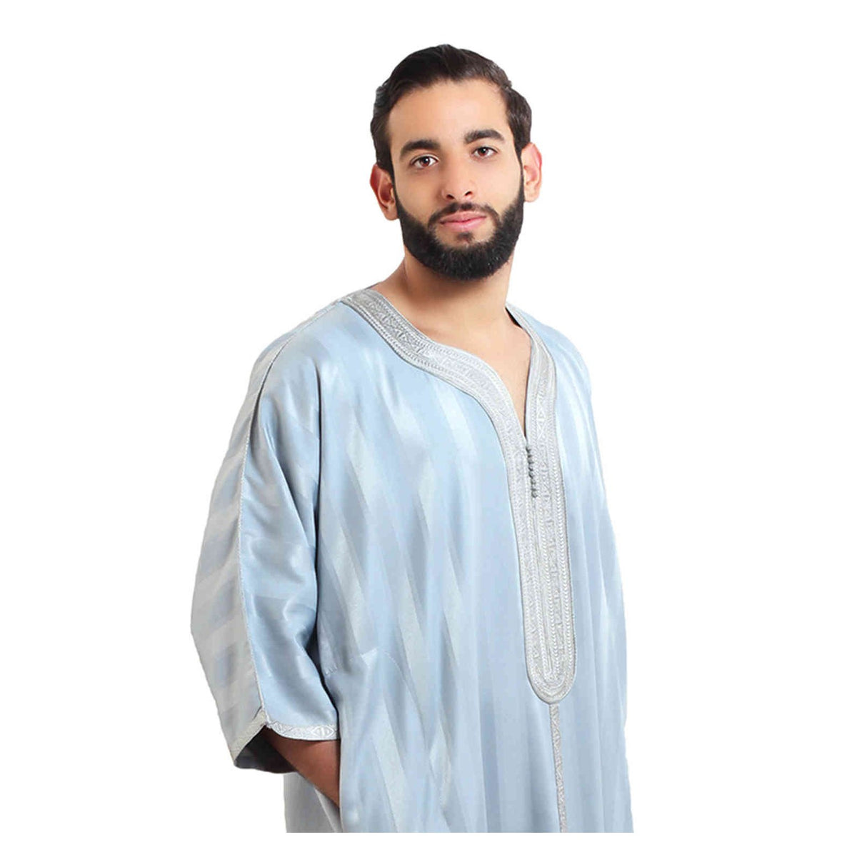 Jouhara Fancy Moroccan Men Kaftan - Gray