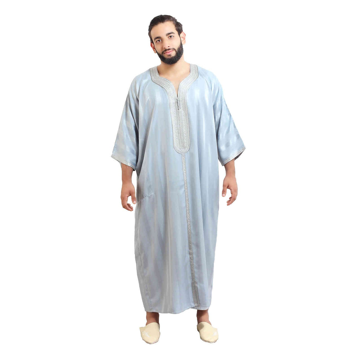 Jouhara Fancy Moroccan Men Kaftan - Gray