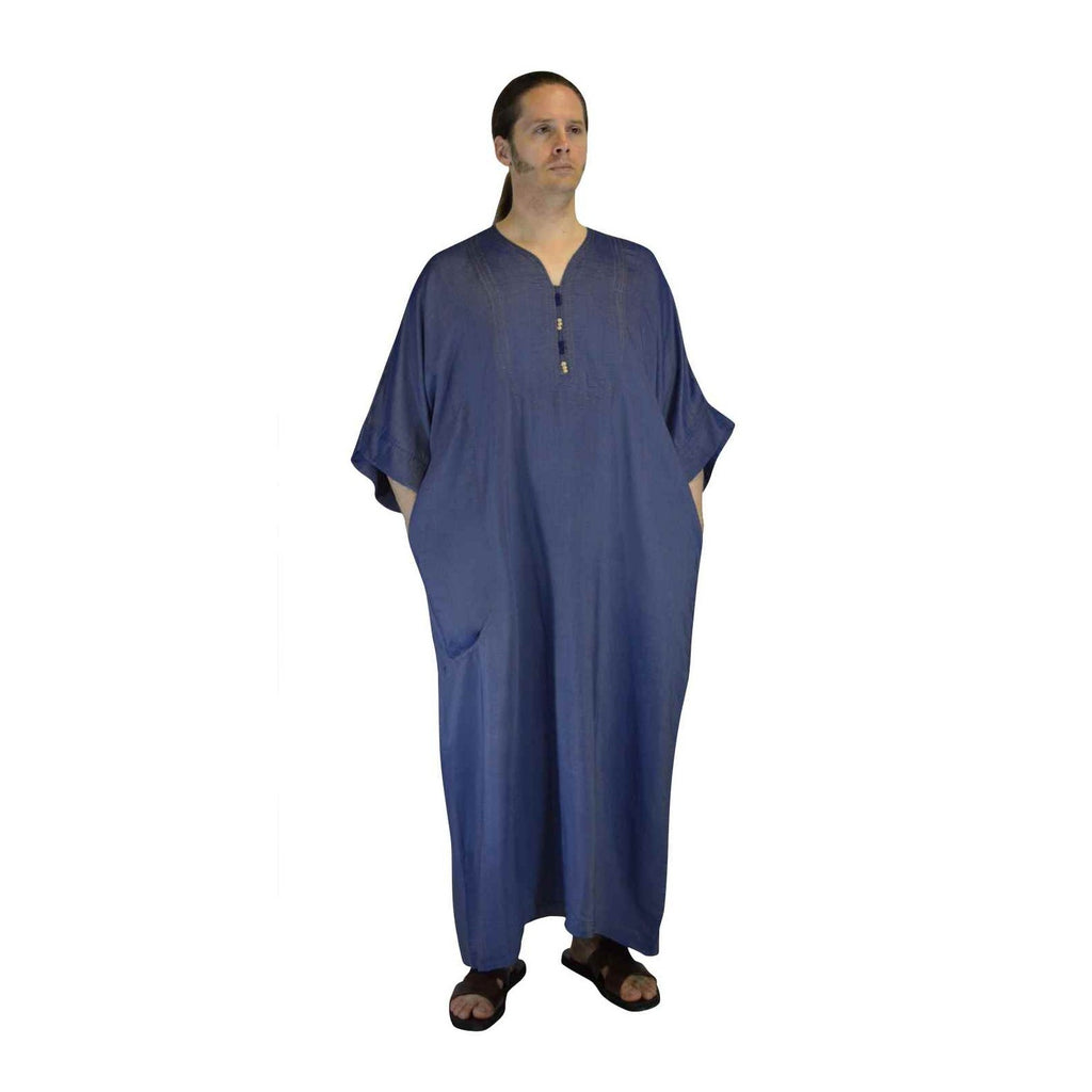 Handmade Moroccan Denim Gandoura Caftan Blue-9771