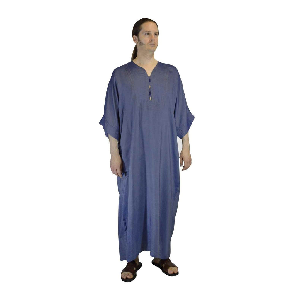 Handmade Moroccan Denim Gandoura Caftan Blue-0