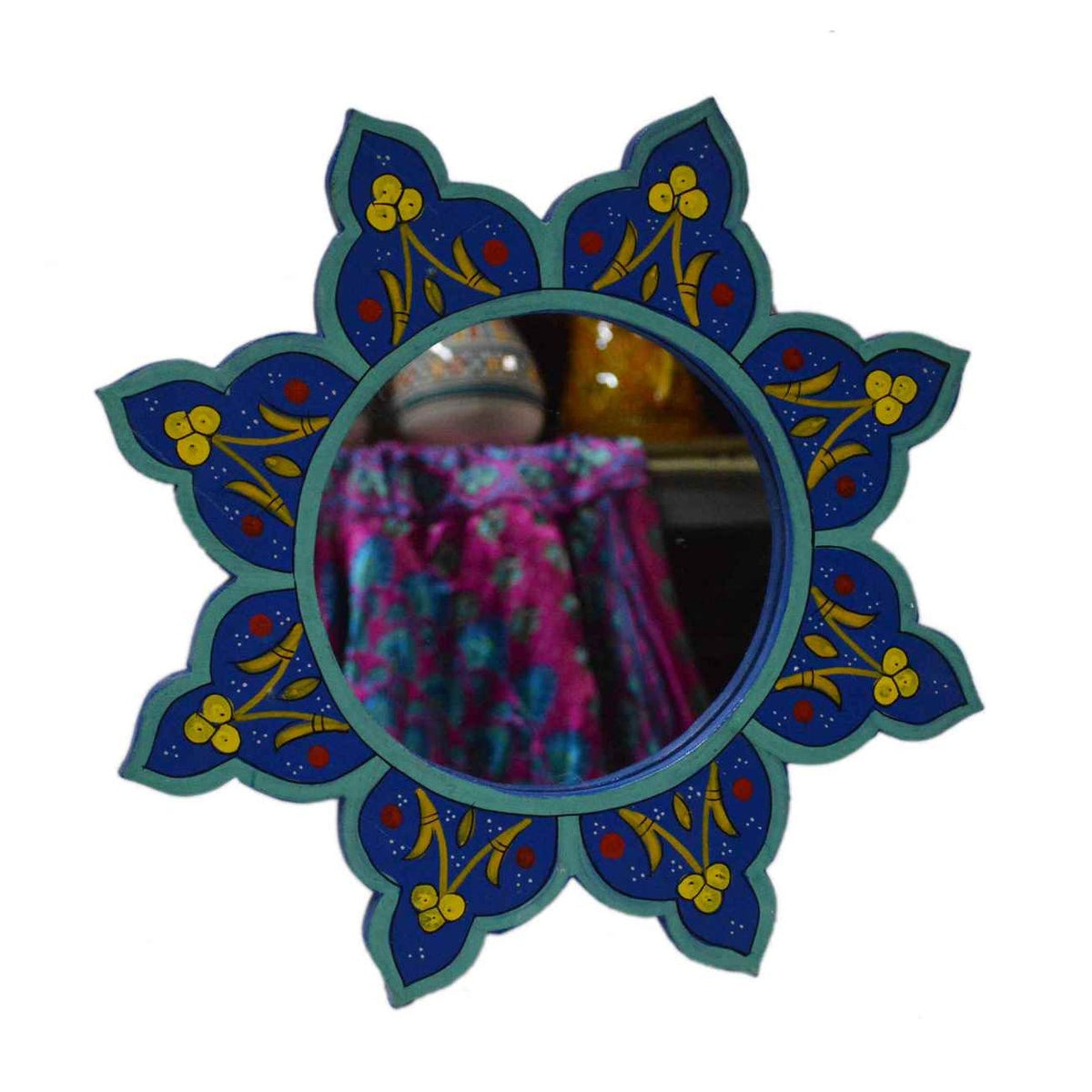 Star Handmade Wood Mirror Medium - Blue