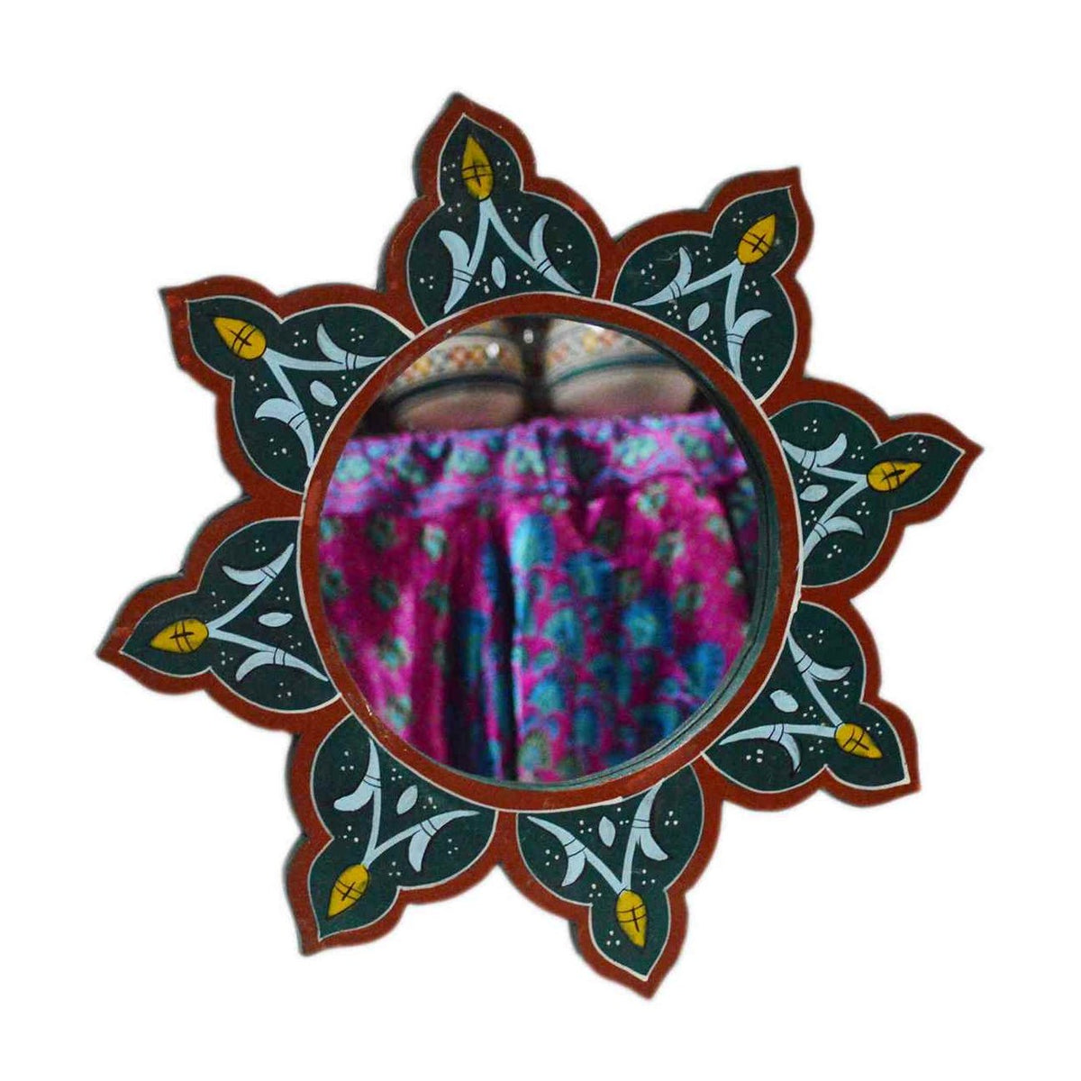 Star Handmade Wood Mirror Medium - Green