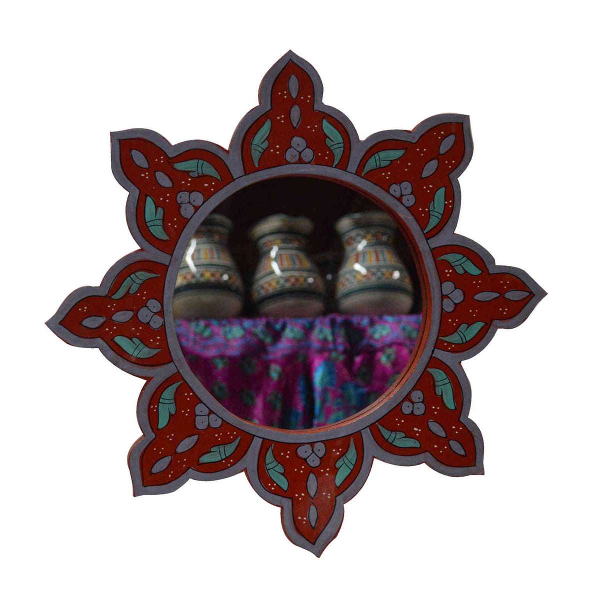 Star Handmade Wood Mirror Medium - Red