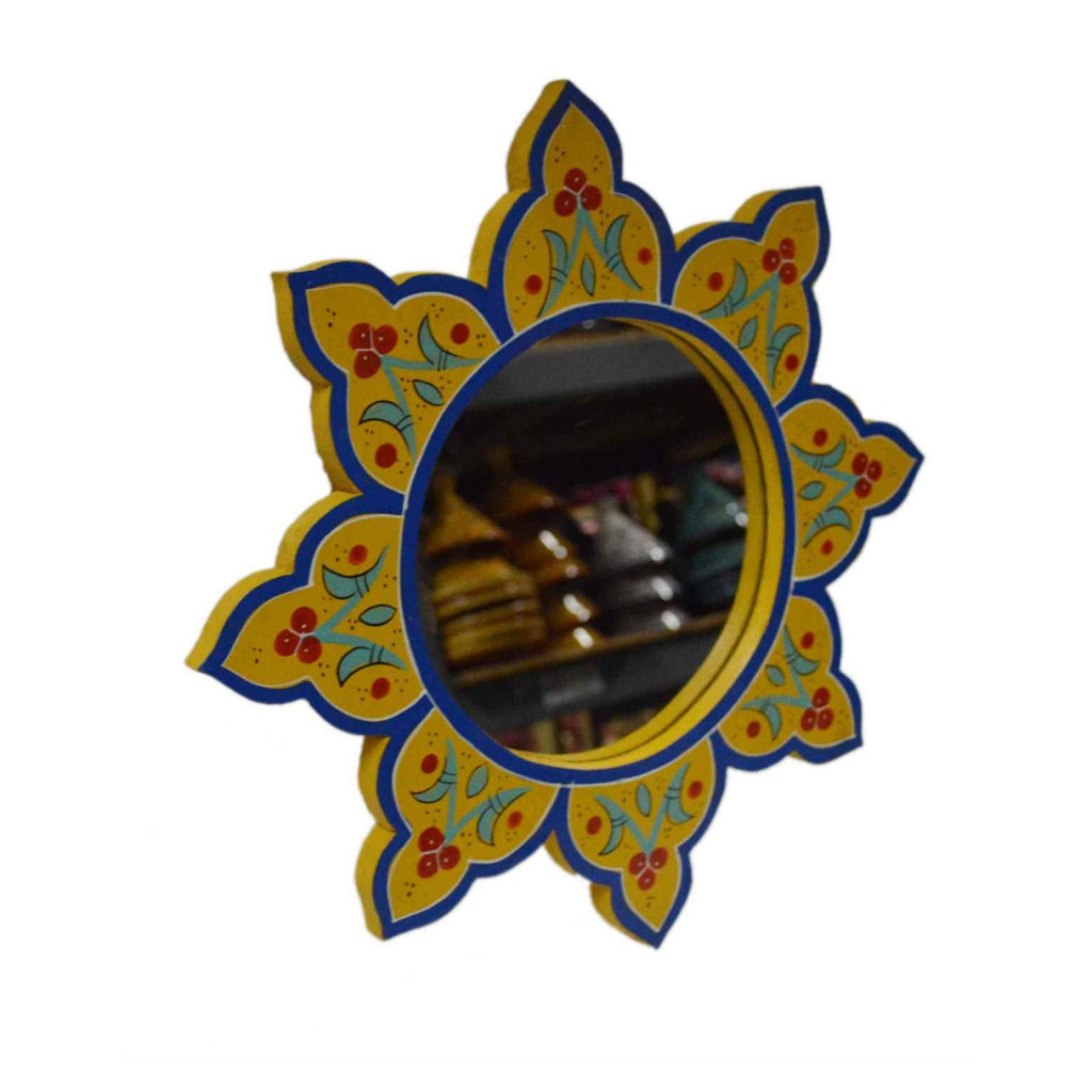 Star Handmade Wood Mirror Medium - Yellow