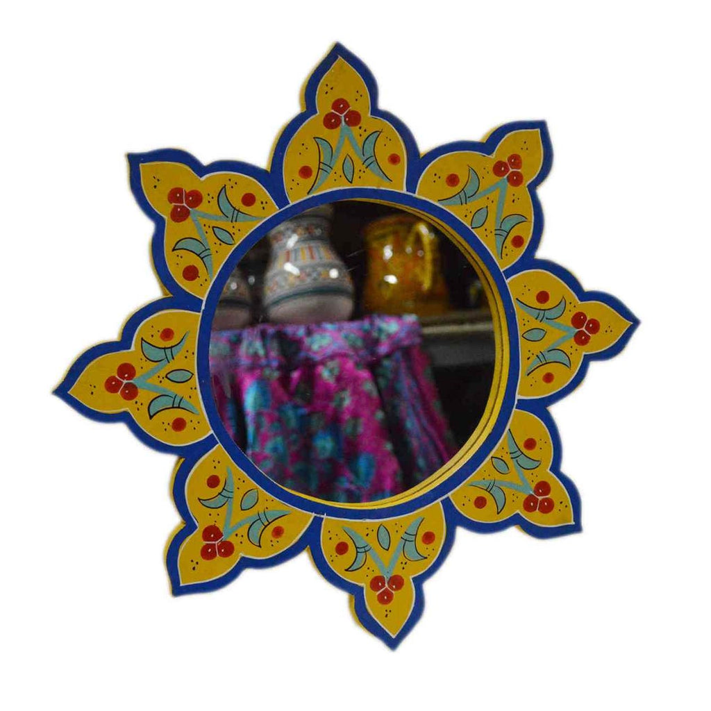 Star Handmade Wood Mirror Medium - Yellow