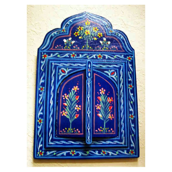 Blue Zouak Small Wood Mirror -0