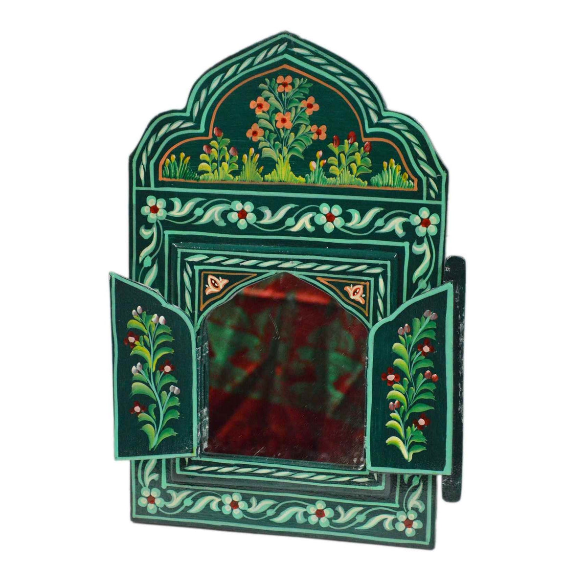 Handmade Wood Door Mirror Small - Green