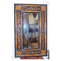 Fayrouz Extra Large Orange Camel & Wood Mirror -0