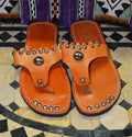 Mona Leather Sandals Studded - Orange