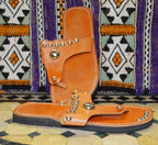 Mona Leather Sandals Studded - Orange