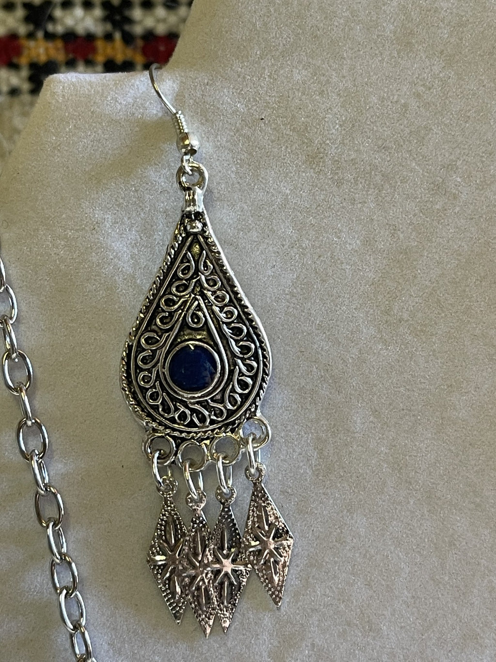 Monia Necklace Earrings Set Blue