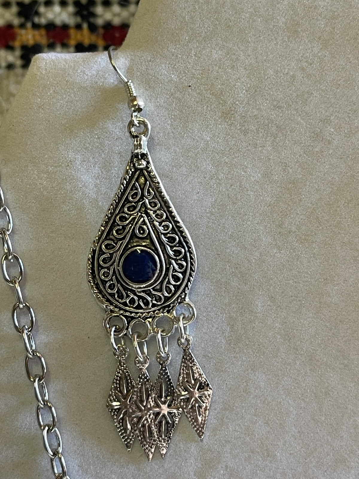 Monia Necklace Earrings Set Blue