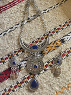 Monia Necklace Earrings Set Blue