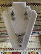 Monia Necklace Earrings Set Blue