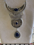Monia Necklace Earrings Set Blue