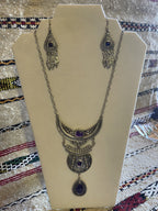 Monia Necklace Earrings Set Purple