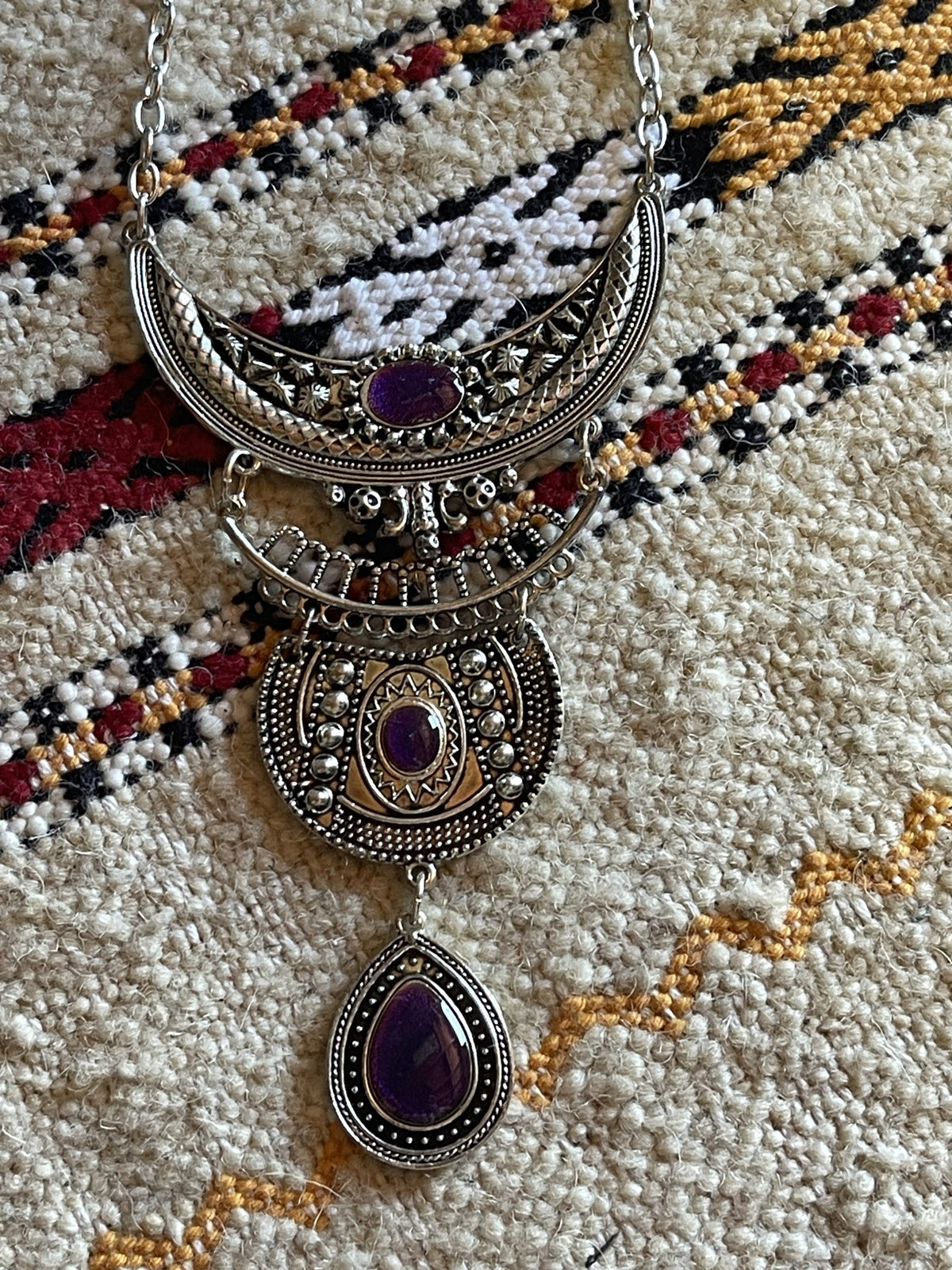 Monia Necklace Earrings Set Purple