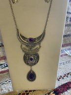 Monia Necklace Earrings Set Purple