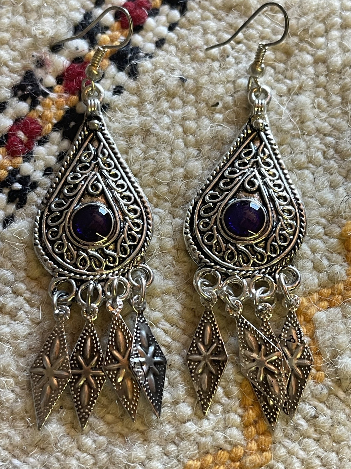 Monia Necklace Earrings Set Purple