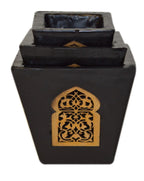 Moorish Arch Wax Candle Holders Set of 3 Black