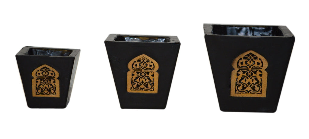 Moorish Arch Wax Candle Holders Set of 3 Black