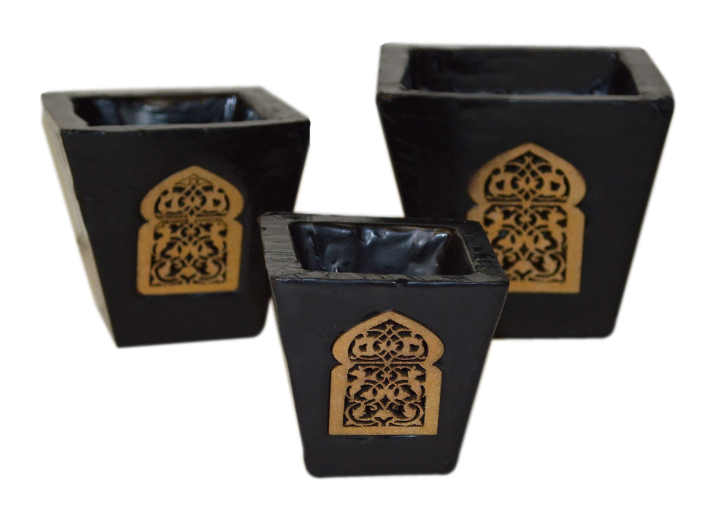 Moorish Arch Wax Candle Holders Set of 3 Black