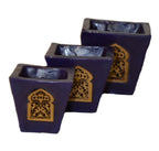 Moorish Arch Wax Candle Holders Set of 3 Blue
