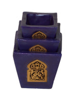 Moorish Arch Wax Candle Holders Set of 3 Blue