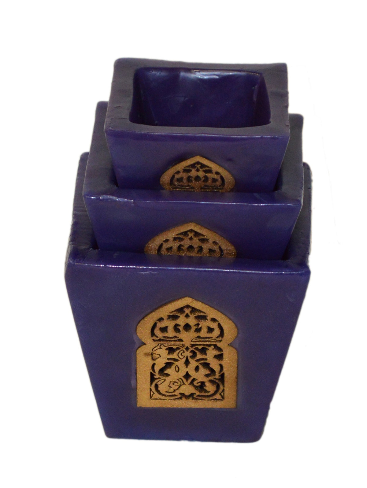 Moorish Arch Wax Candle Holders Set of 3 Blue